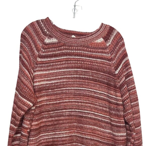 Ana Striped Knit Sweater Womens 1X Red Long Sleeve Oversize - Picture 4 of 8